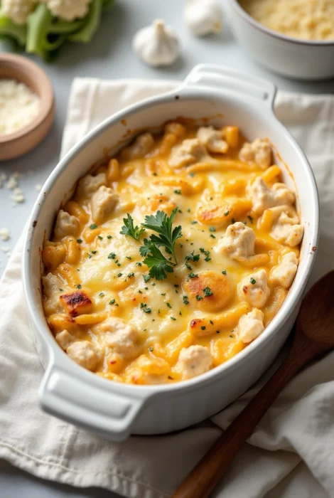 Keto Chicken Alfredo Casserole